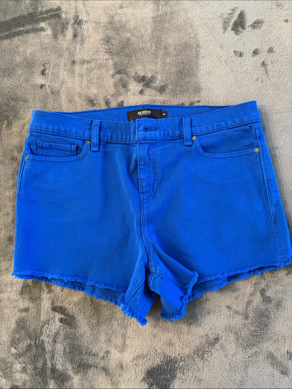 Hudson Jeans Cobalt Blue Frayed Hem Women's Denim Shorts